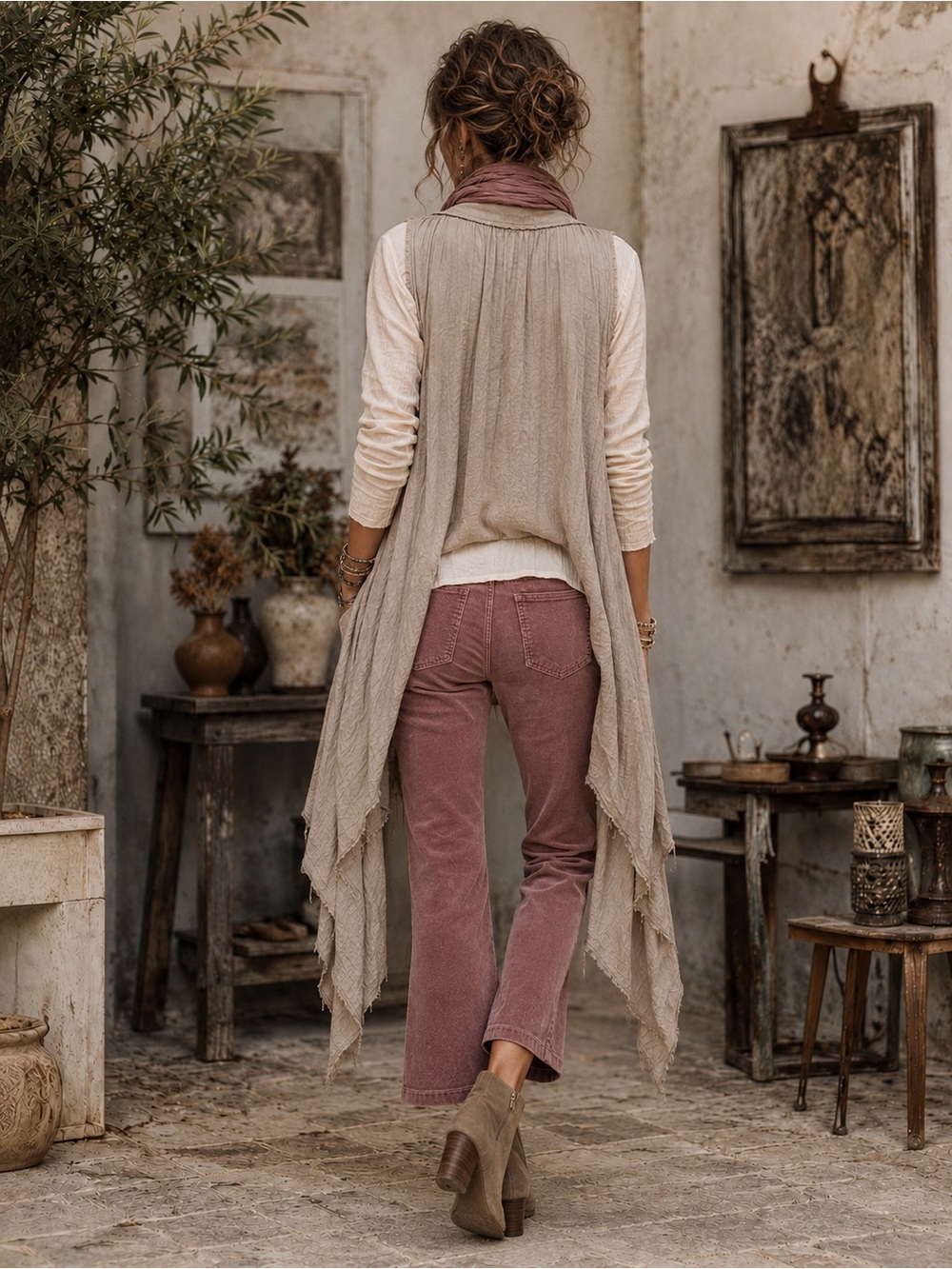 Pilcro by Anthropologie | The Yaya Dusty Rose Corduroy Cropped Kick Flare Pants - Picture 2 of 9